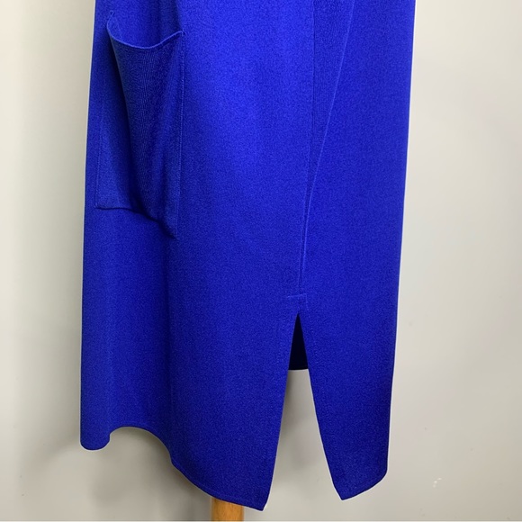 Exclusively Misook Petite Cobalt Blue Stretch Knit Open Front Sweater Vest 2XLP - Picture 6 of 7